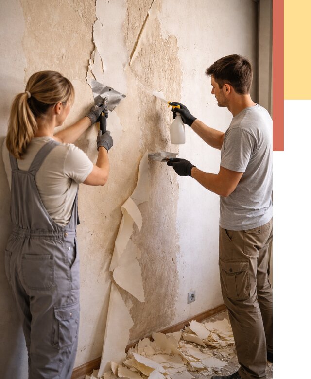 Снятие старых обоев в Махачкале от 5436 руб. под ключ недорого | ОТДЕЛОЧНИК-Мхч