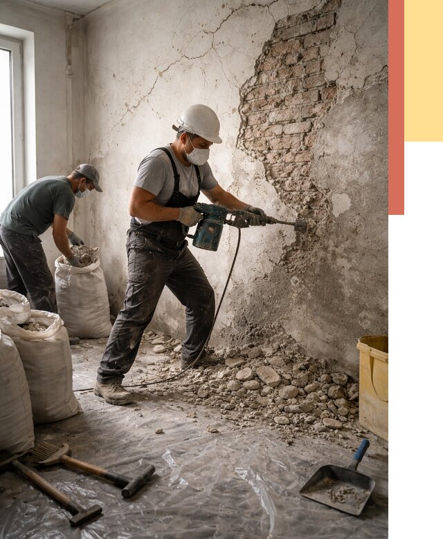 Демонтаж штукатурки со стен в Махачкале от 7456 руб/м² — быстро и недорого | ОТДЕЛОЧНИК-Мхч