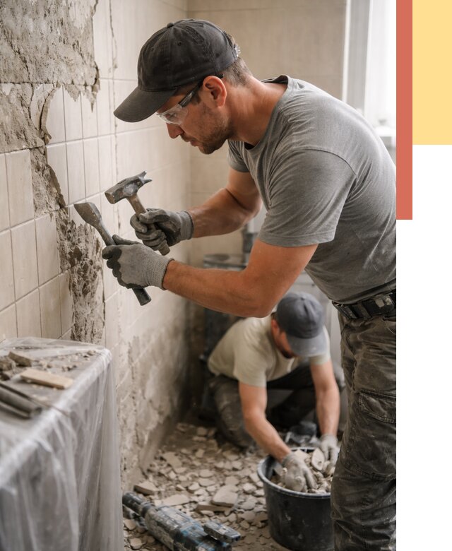 Демонтаж плитки со стен в Махачкале от 880 руб. — быстро и недорого | ОТДЕЛОЧНИК-Мхч