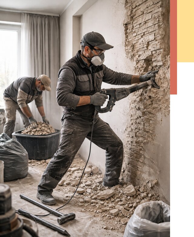 Демонтаж декоративного камня в Махачкале от 1501 руб/м² — быстро и недорого | ОТДЕЛОЧНИК-Мхч