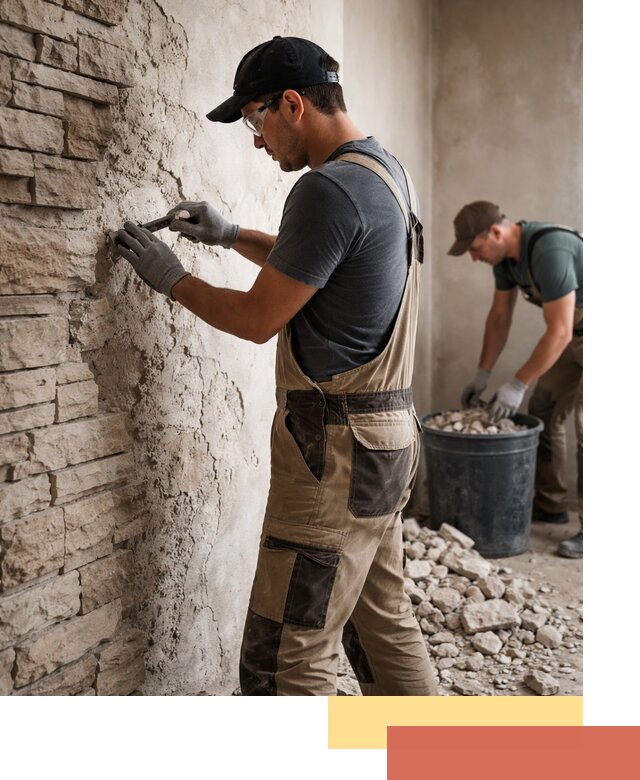 Демонтаж декоративного камня в Махачкале профессионально и безопасно