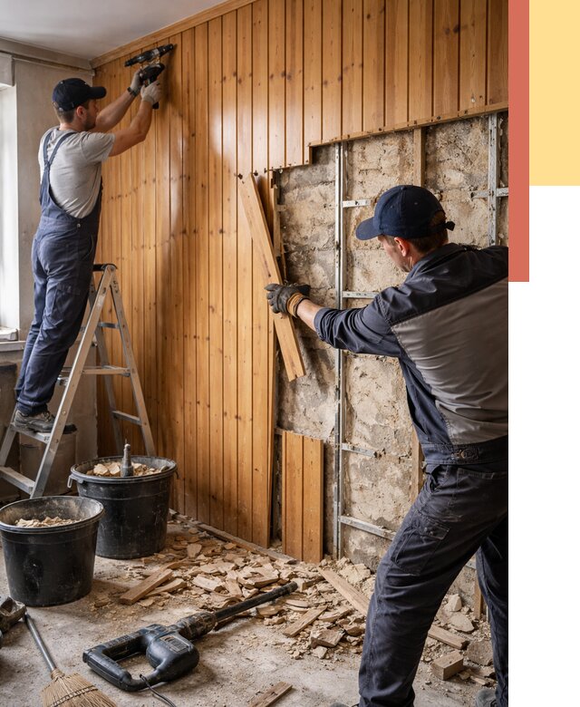 Демонтаж вагонки со стен в Махачкале от 1501 руб. — снятие, удаление, срочно | ОТДЕЛОЧНИК-Мхч