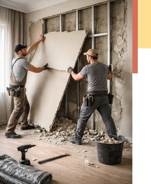 Демонтаж гипсокартона со стен в Махачкале от 362 руб. — услуги демонтажа | ОТДЕЛОЧНИК-Мхч