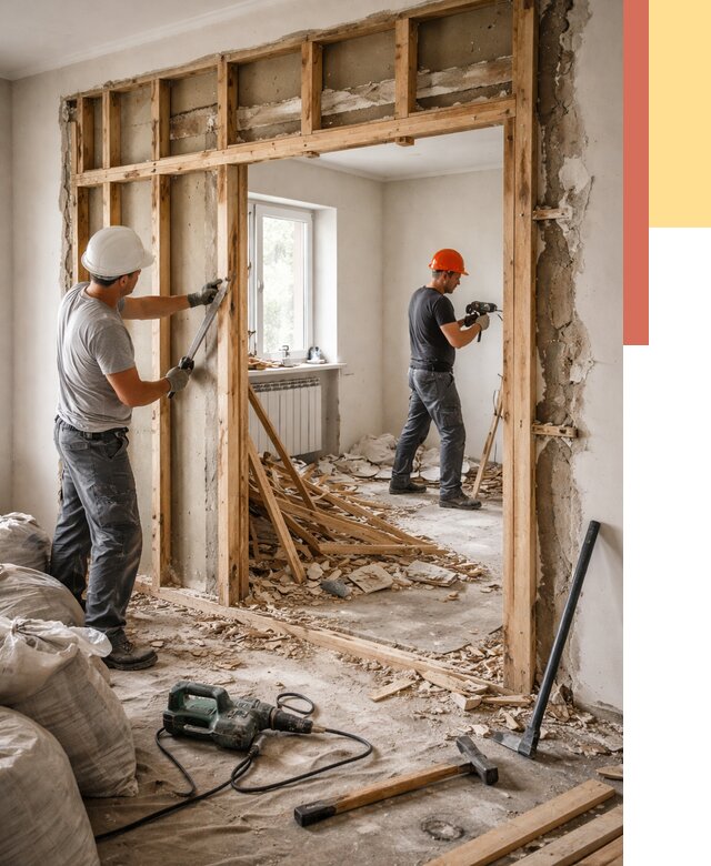 Демонтаж деревянных перегородок в Махачкале от 3314 руб. — быстро и недорого | ОТДЕЛОЧНИК-Мхч