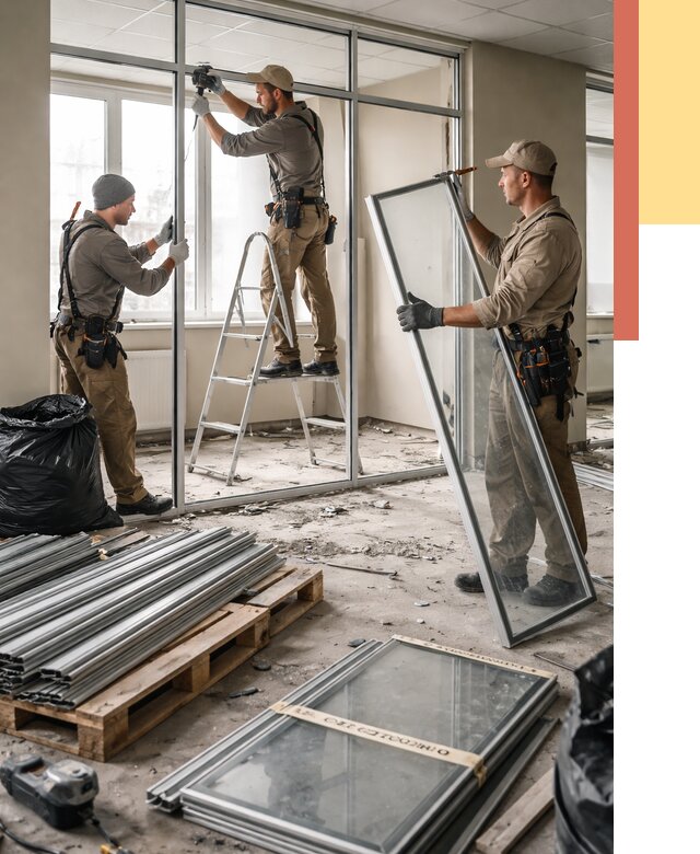 Демонтаж алюминиевых перегородок в Махачкале от 4349 руб. — быстро и недорого | ОТДЕЛОЧНИК-Мхч