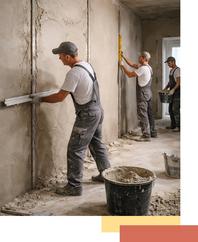 Штукатурка стен по маякам в Махачкале — точная и ровная поверхность