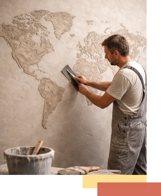 Декоративная штукатурка «Карта мира» под ключ в Махачкале