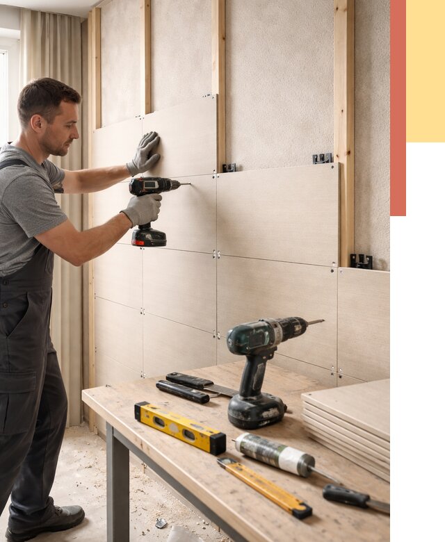 Монтаж МДФ панелей на стены в Махачкале от 1294 руб. под ключ | ОТДЕЛОЧНИК-Мхч