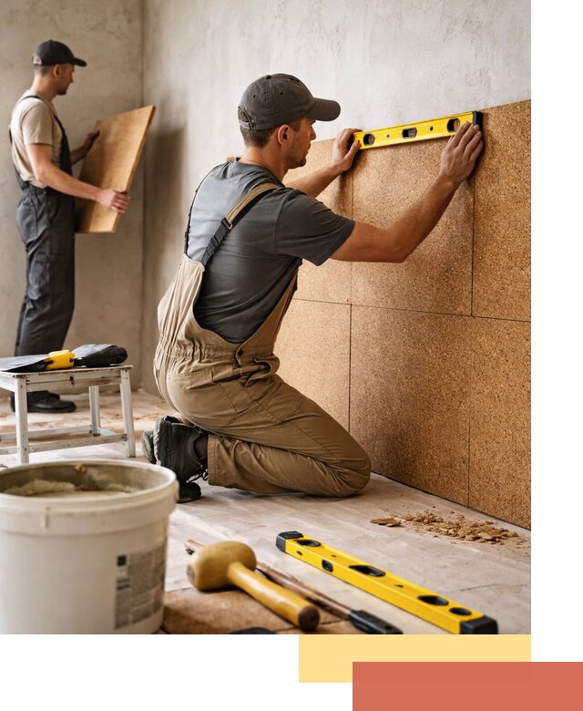 Монтаж пробковых панелей на стены в Махачкале быстро и качественно