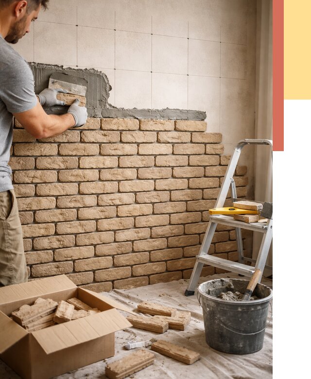 Монтаж декоративного кирпича в Махачкале от 3314 руб./м² — быстро и недорого | ОТДЕЛОЧНИК-Мхч