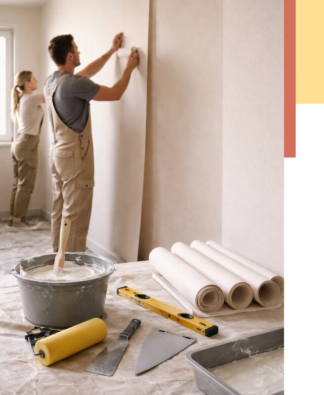 Поклейка бумажных обоев в Махачкале от 5695 руб./м2 — быстро и недорого | ОТДЕЛОЧНИК-Мхч