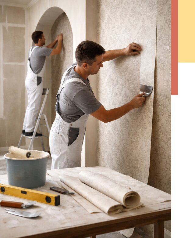 Поклейка обоев на сложные стены в Махачкале от 2899 руб. под ключ | ОТДЕЛОЧНИК-Мхч