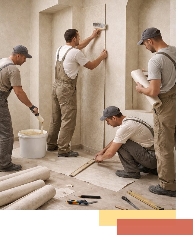 Поклейка обоев на сложные стены и неровные поверхности в Махачкале