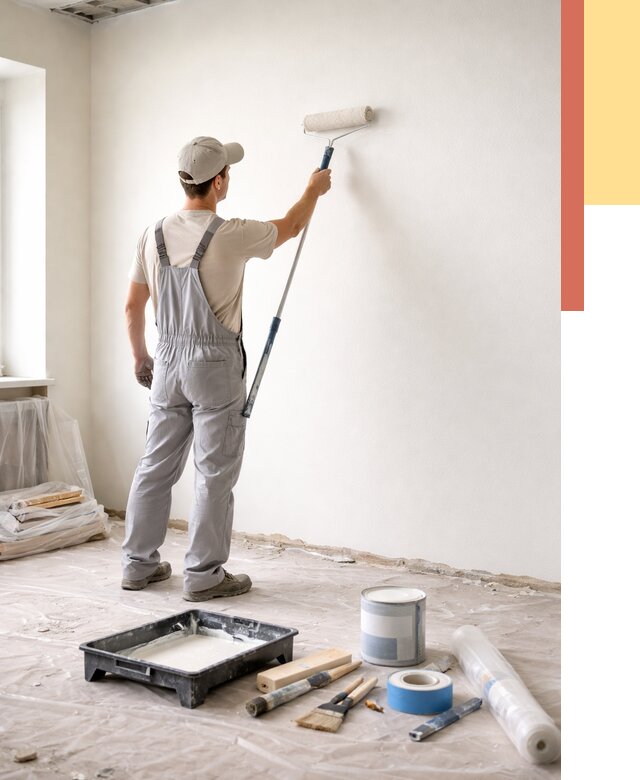 Покраска стен водоэмульсионной краской в Махачкале от 466 руб. за м² | ОТДЕЛОЧНИК-Мхч