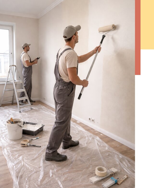 Покраска стен акриловой краской в Махачкале от 3624 руб./м² — быстро и недорого | ОТДЕЛОЧНИК-Мхч