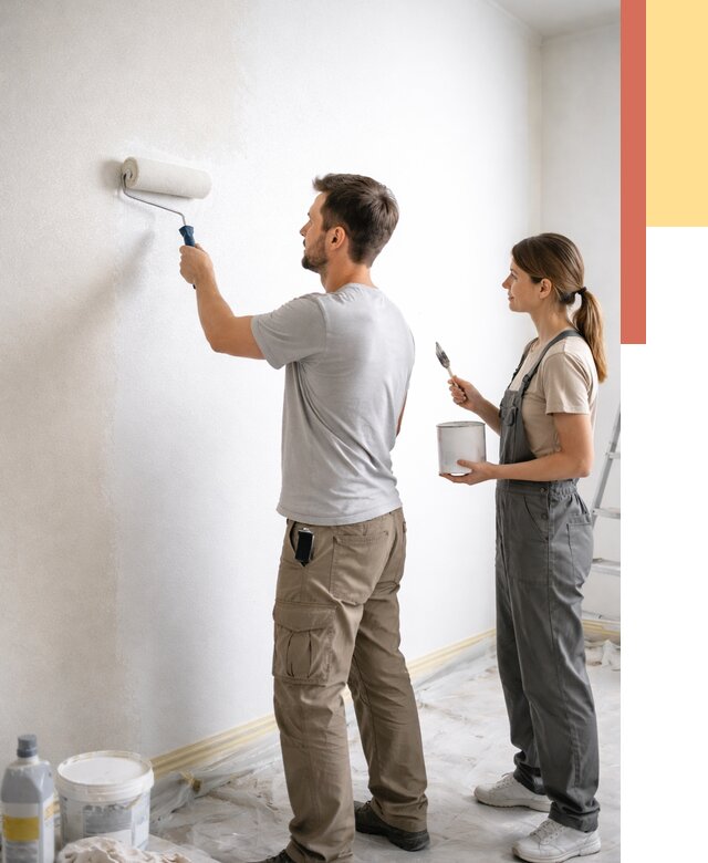 Окраска стен по стеклохолсту в Махачкале от 4660 руб/м² под ключ | ОТДЕЛОЧНИК-Мхч