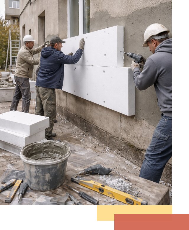 Утепление наружных стен пенопластом в Махачкале