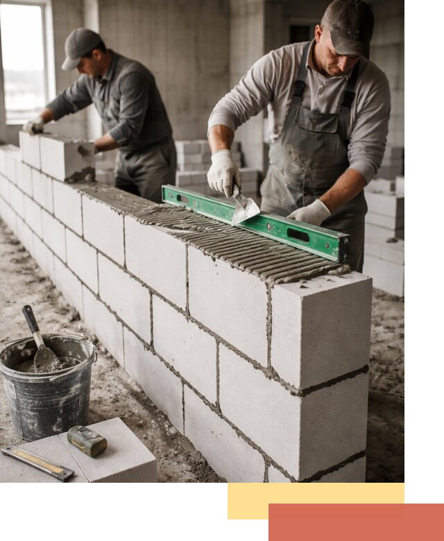 Кладка перегородок из газобетона в Махачкале быстро и качественно