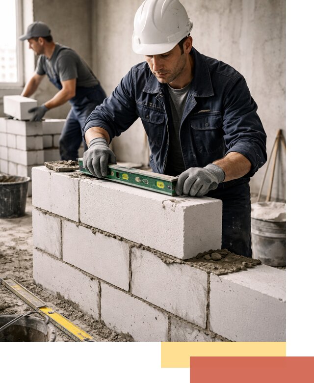 Кладка перегородок из пеноблока под ключ в Махачкале