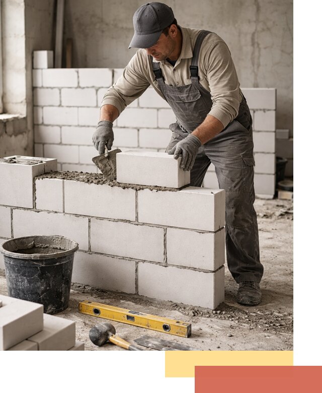 Кладка перегородок из силикатного блока в Махачкале