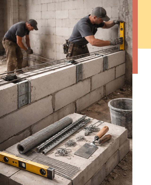Армирование кладки перегородок в Махачкале от 777 руб. под ключ | ОТДЕЛОЧНИК-Мхч