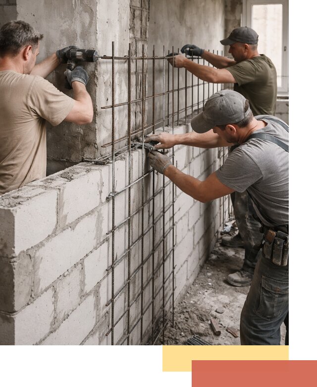 Армирование кладки перегородок в Махачкале профессионально и надёжно