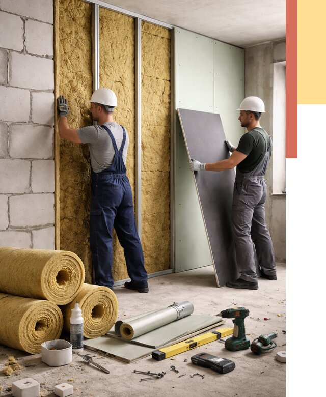 Шумоизоляция перегородок из блоков в Махачкале от 1916 руб./м² — быстро и недорого | ОТДЕЛОЧНИК-Мхч