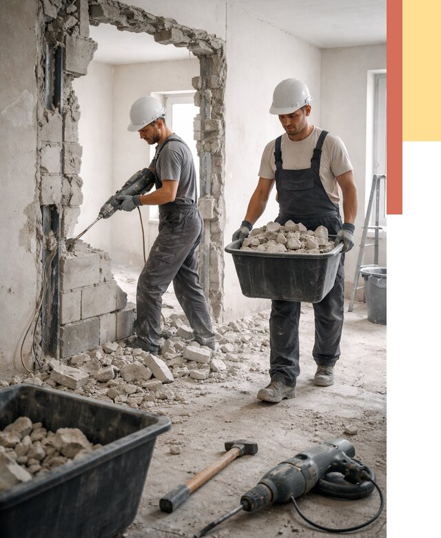 Демонтаж блоковых перегородок в Махачкале от 3883 руб. — быстро и недорого | ОТДЕЛОЧНИК-Мхч