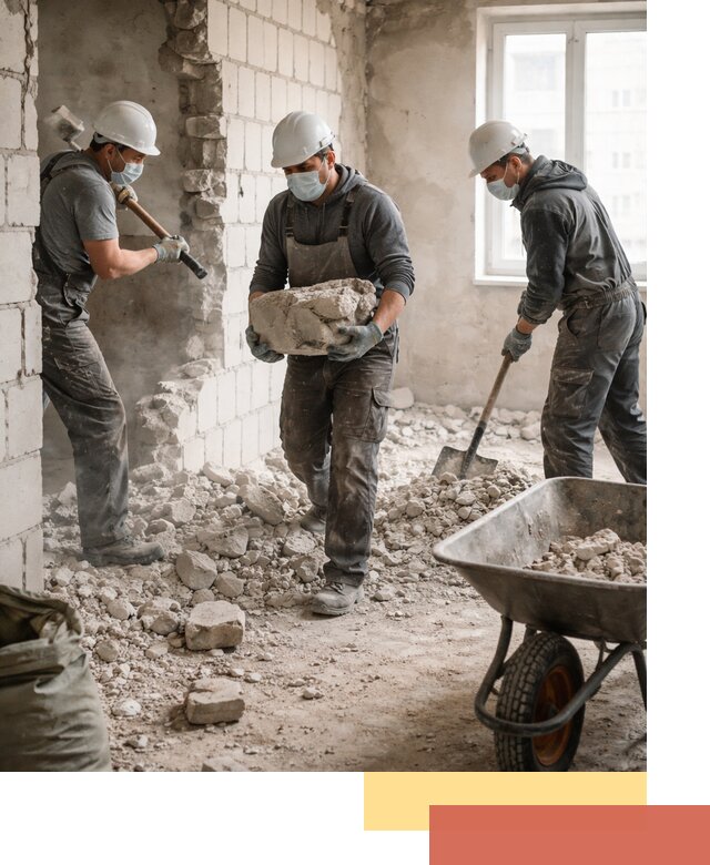 Демонтаж блочных перегородок в Махачкале быстро и аккуратно