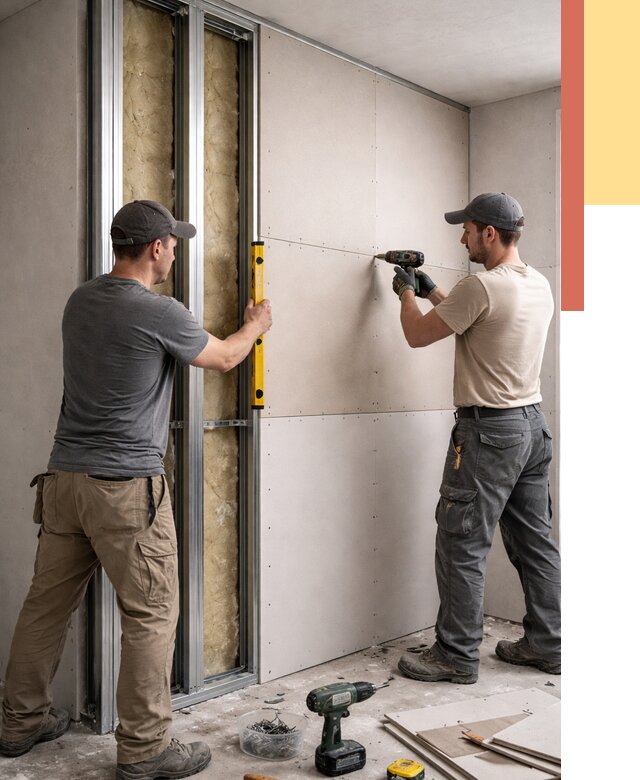 Монтаж двухслойной перегородки из гипсокартона в Махачкале от 1501 руб. | ОТДЕЛОЧНИК-Мхч