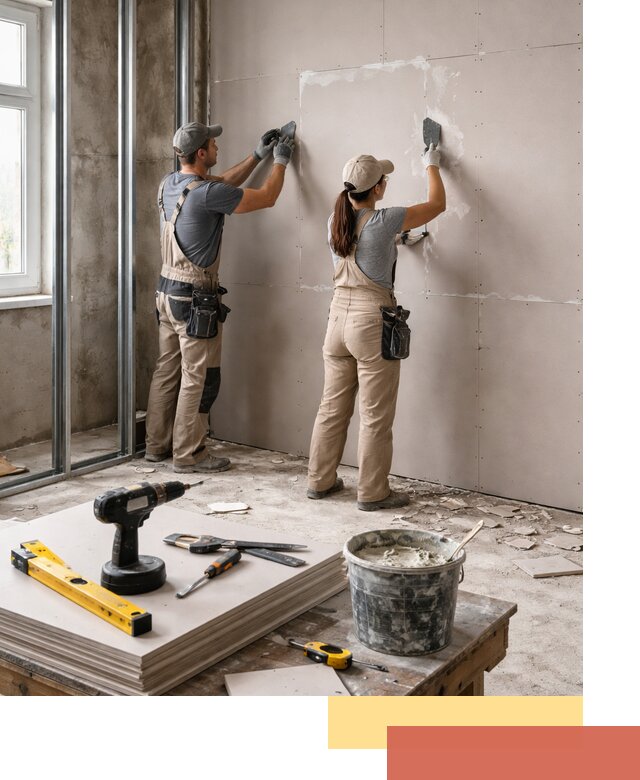 Монтаж двухслойной перегородки из гипсокартона в Махачкале