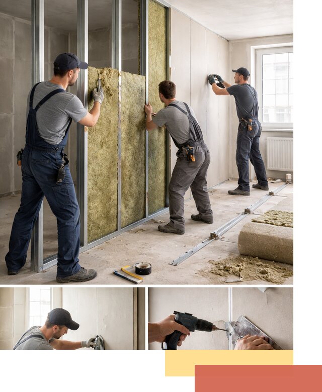 Перегородка из гипсокартона с шумоизоляцией в Махачкале — монтаж под ключ