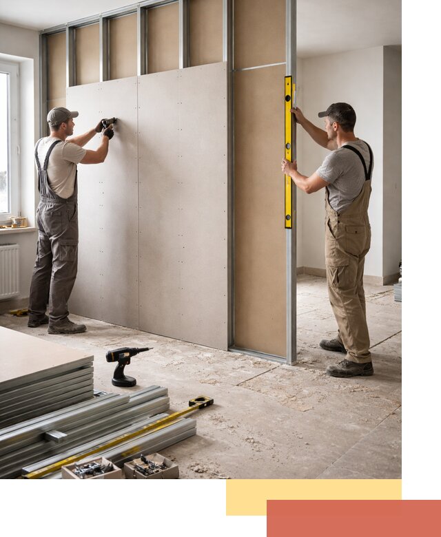 Зонирующая перегородка из гипсокартона под ключ в Махачкале