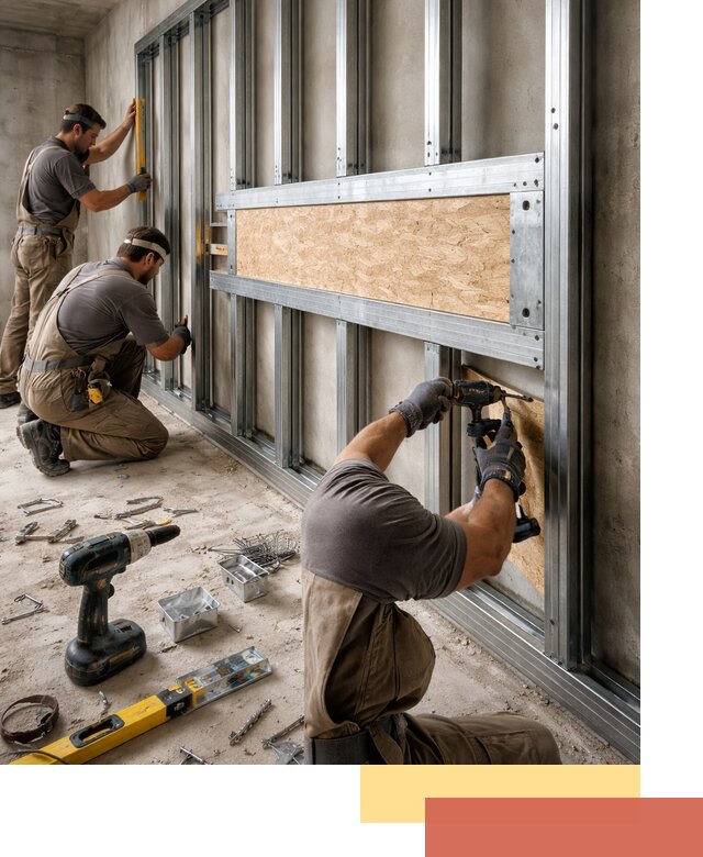 Усиленная перегородка для крепления тяжёлых конструкций в Махачкале