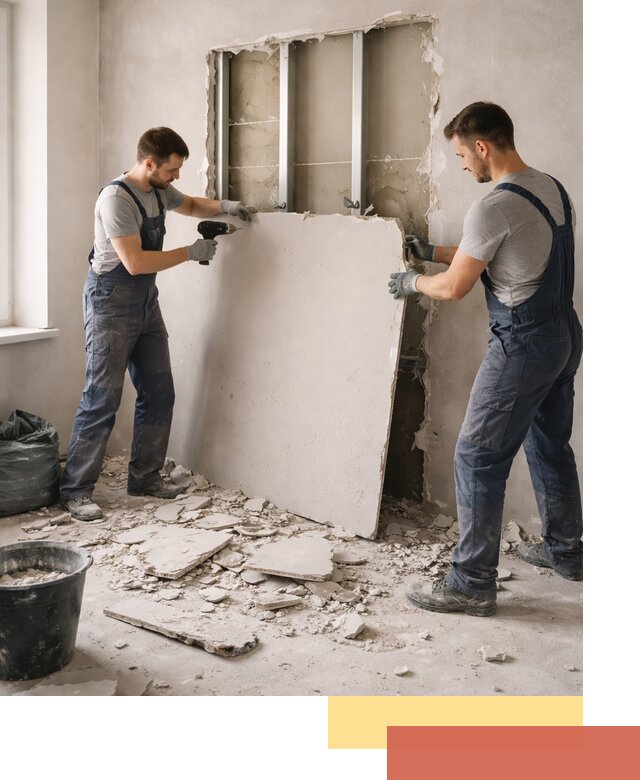 Демонтаж перегородки из гипсокартона в Махачкале быстрый и аккуратный