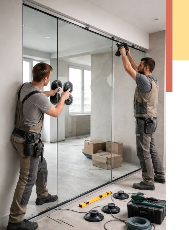 Монтаж стеклянных перегородок в Махачкале от 6731 руб. | ОТДЕЛОЧНИК-Мхч