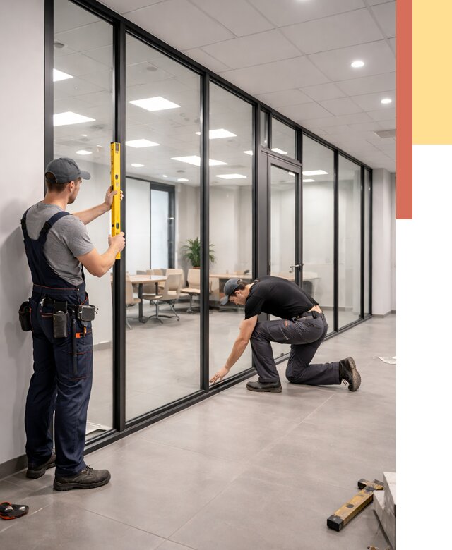 Каркасные стеклянные перегородки в Махачкале под ключ от 9527 руб. | ОТДЕЛОЧНИК-Мхч