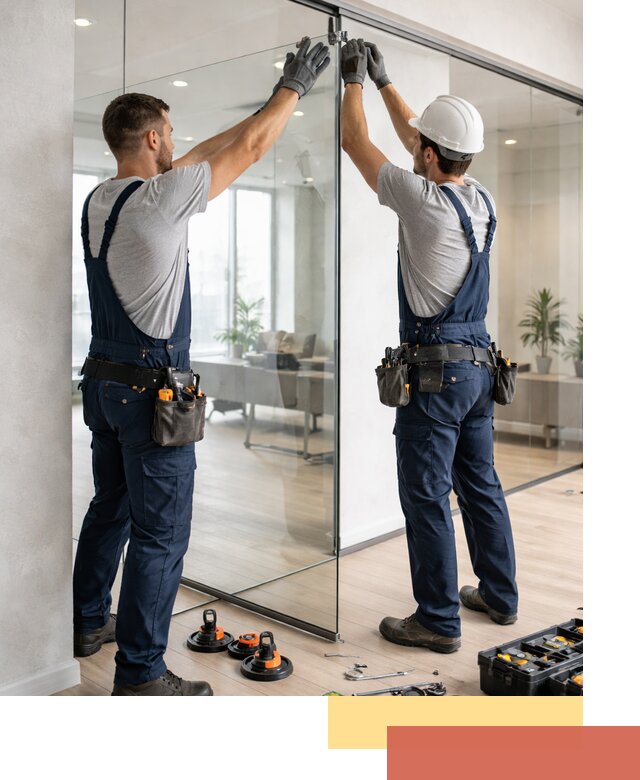 Безрамные стеклянные перегородки под ключ в Махачкале