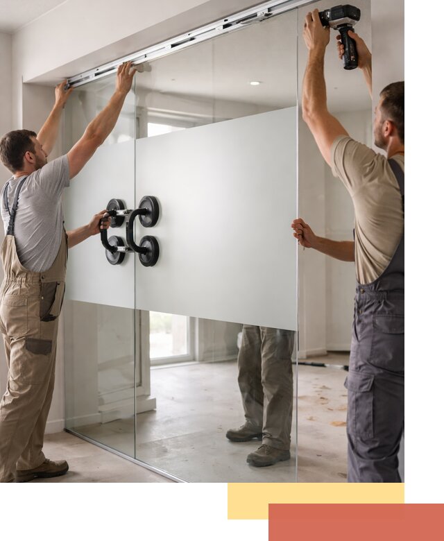 Матовые стеклянные перегородки под ключ в Махачкале