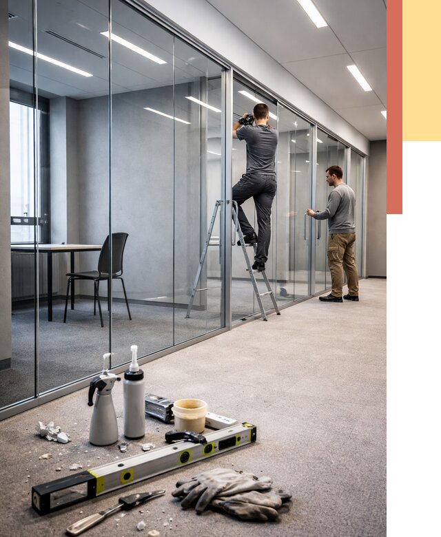 Стеклянные офисные перегородки в Махачкале от 8802 руб. — монтаж и установка | ОТДЕЛОЧНИК-Мхч