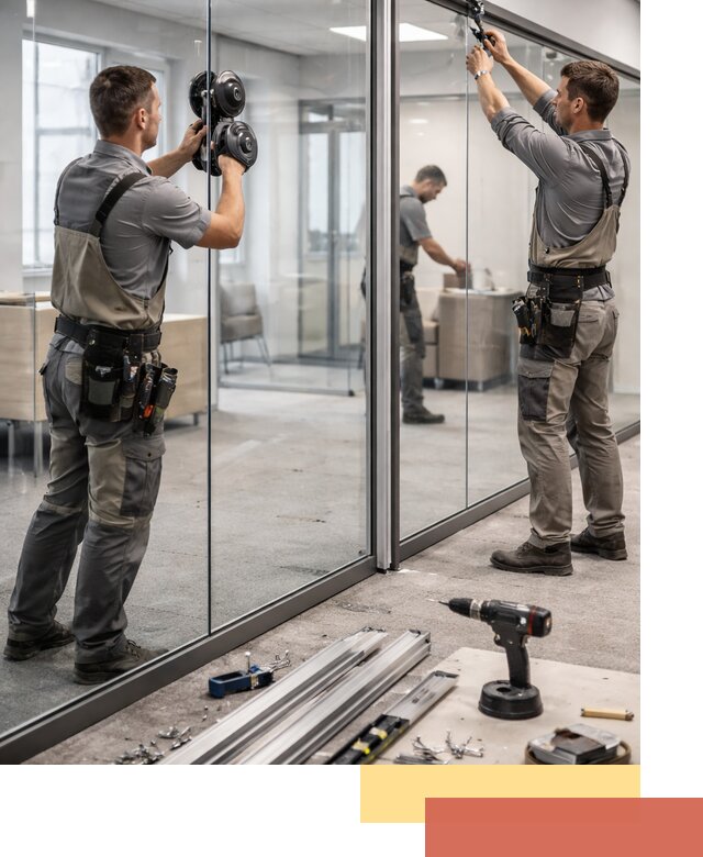 Стеклянные офисные перегородки под ключ в Махачкале