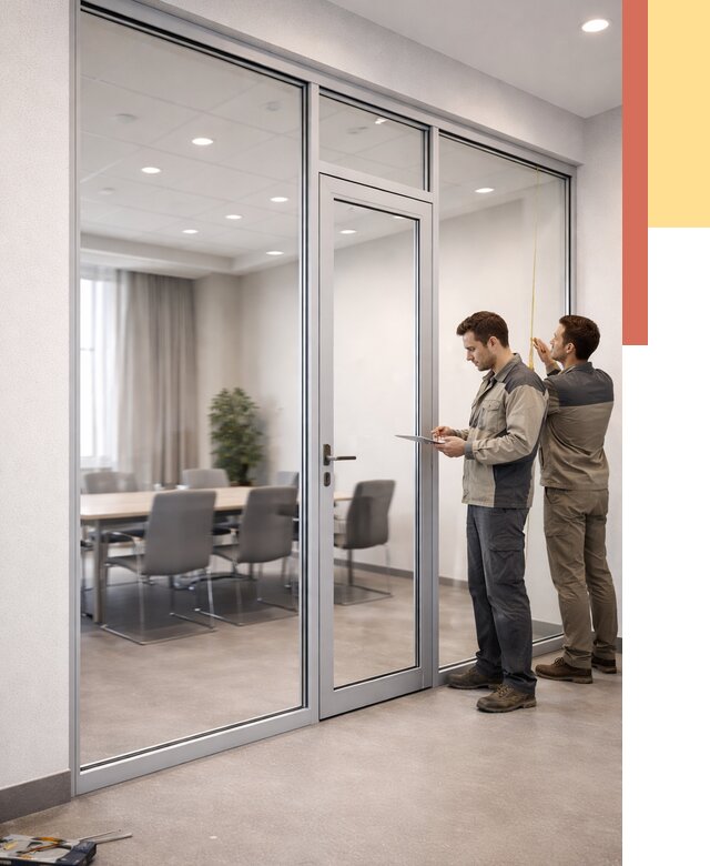 Установка и монтаж алюминиевых перегородок со стеклом в Махачкале от 8491 руб. | ОТДЕЛОЧНИК-Мхч