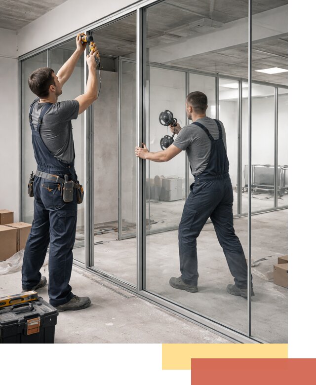 Алюминиевые перегородки со стеклом в Махачкале — изготовление и монтаж