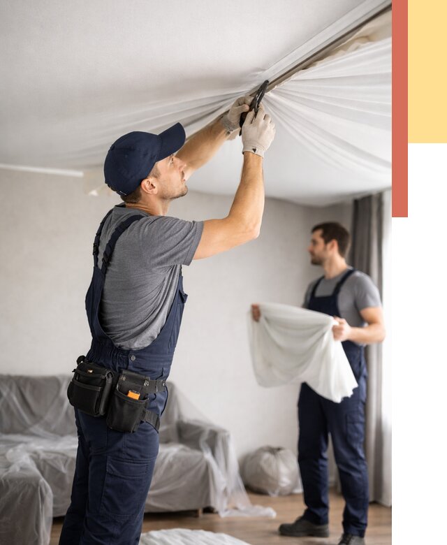 Демонтаж натяжного потолка в Махачкале от 4660 руб. — снятие и разбор под ключ | ОТДЕЛОЧНИК-Мхч