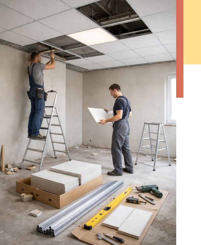 Монтаж потолка армстронг в Махачкале от 4660 руб/м2 — быстрая установка под ключ | ОТДЕЛОЧНИК-Мхч