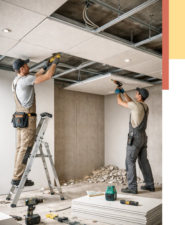 Монтаж акустического потолка в Махачкале от 6731 руб/м2 — быстро и недорого | ОТДЕЛОЧНИК-Мхч