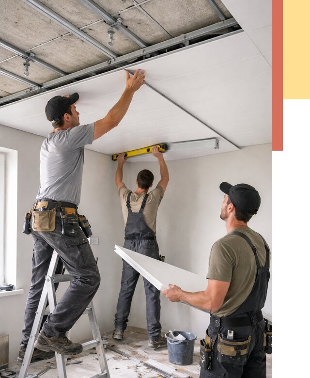 Монтаж потолка из ПВХ панелей в Махачкале от 3624 руб./м2 — быстро и недорого | ОТДЕЛОЧНИК-Мхч