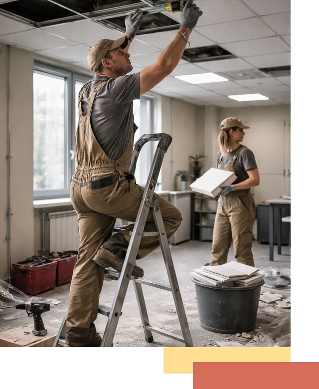 Ремонт потолка Армстронг и замена плит в Махачкале