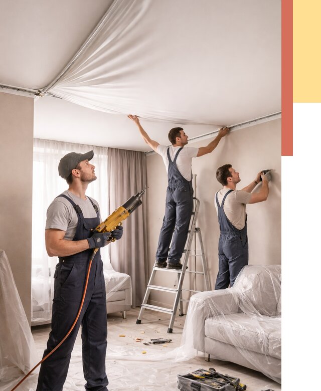 Установка натяжного потолка в Махачкале от 4660 руб. | Быстро и недорого — ОТДЕЛОЧНИК-Мхч