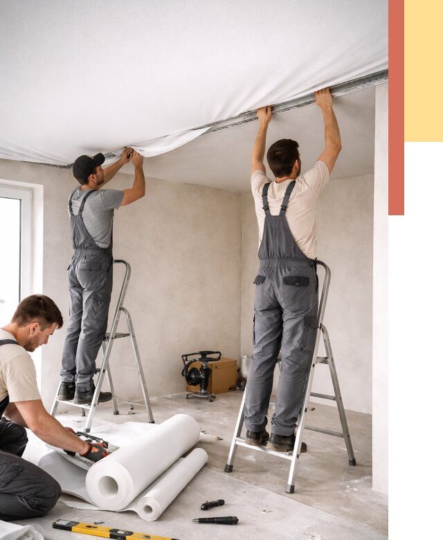 Монтаж тканевого натяжного потолка в Махачкале от 3624 руб. под ключ | ОТДЕЛОЧНИК-Мхч